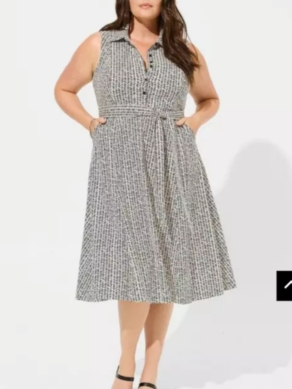 Torrid Poplin Herringbone Collared Button Down Midi Dress
